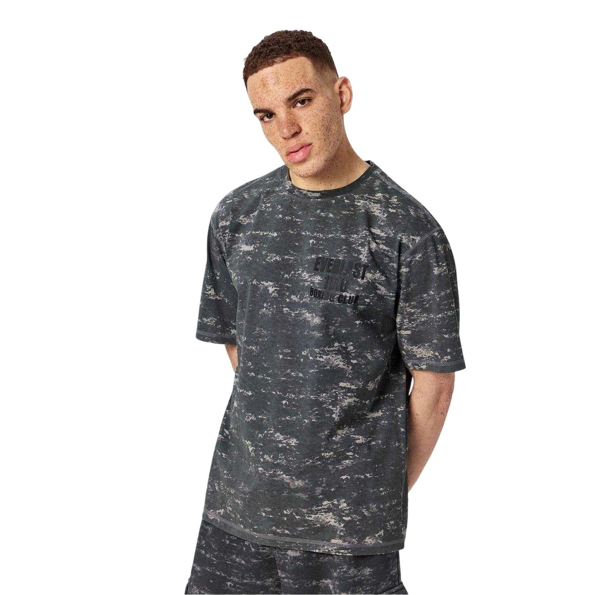 Grey - Lifestyle - Everlast Mens Boxing Club Camo Cotton Oversized T-Shirt