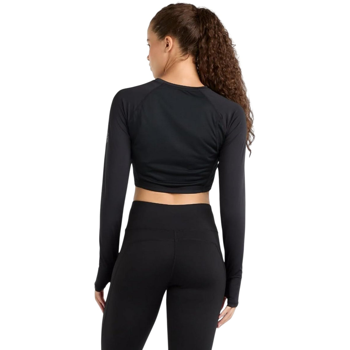 Black - Back - Umbro Womens-Ladies Bodycon Raglan Long-Sleeved Training Crop Top