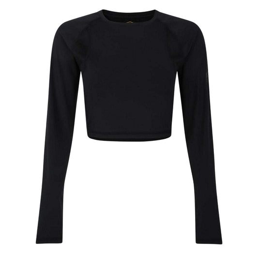 Black - Front - Umbro Womens-Ladies Bodycon Raglan Long-Sleeved Training Crop Top