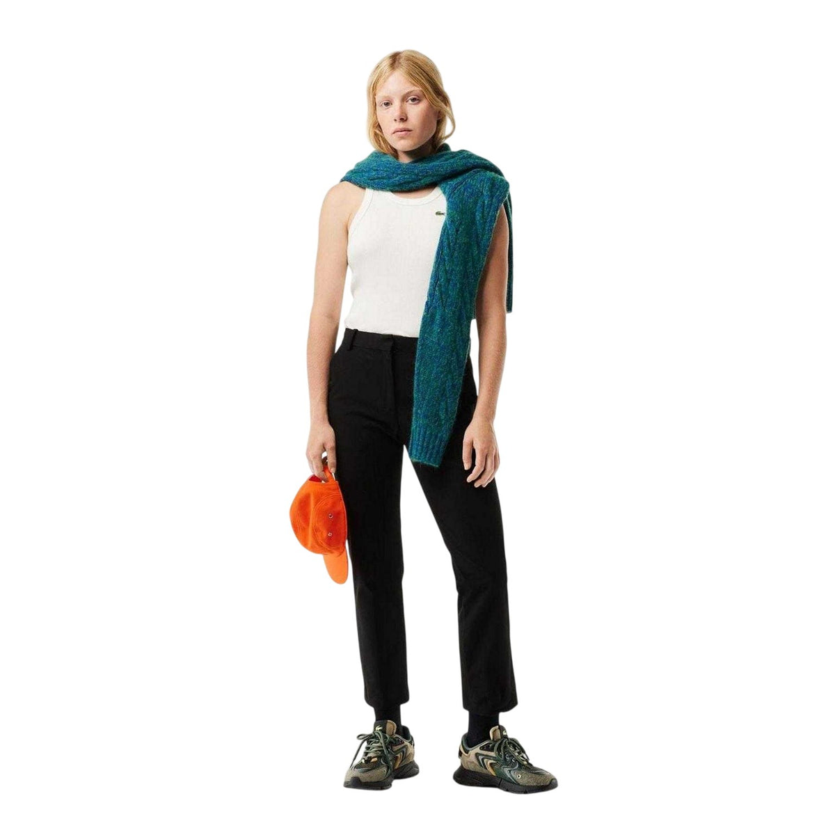 Black - Side - Lacoste Womens-Ladies Cotton Chinos