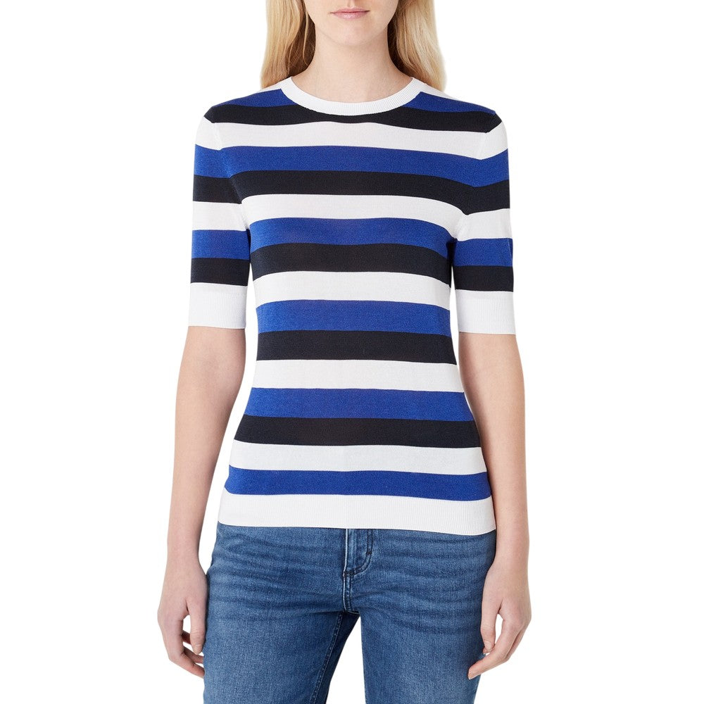 Blue-White-Navy - Side - Boss Womens-Ladies Stripe Top