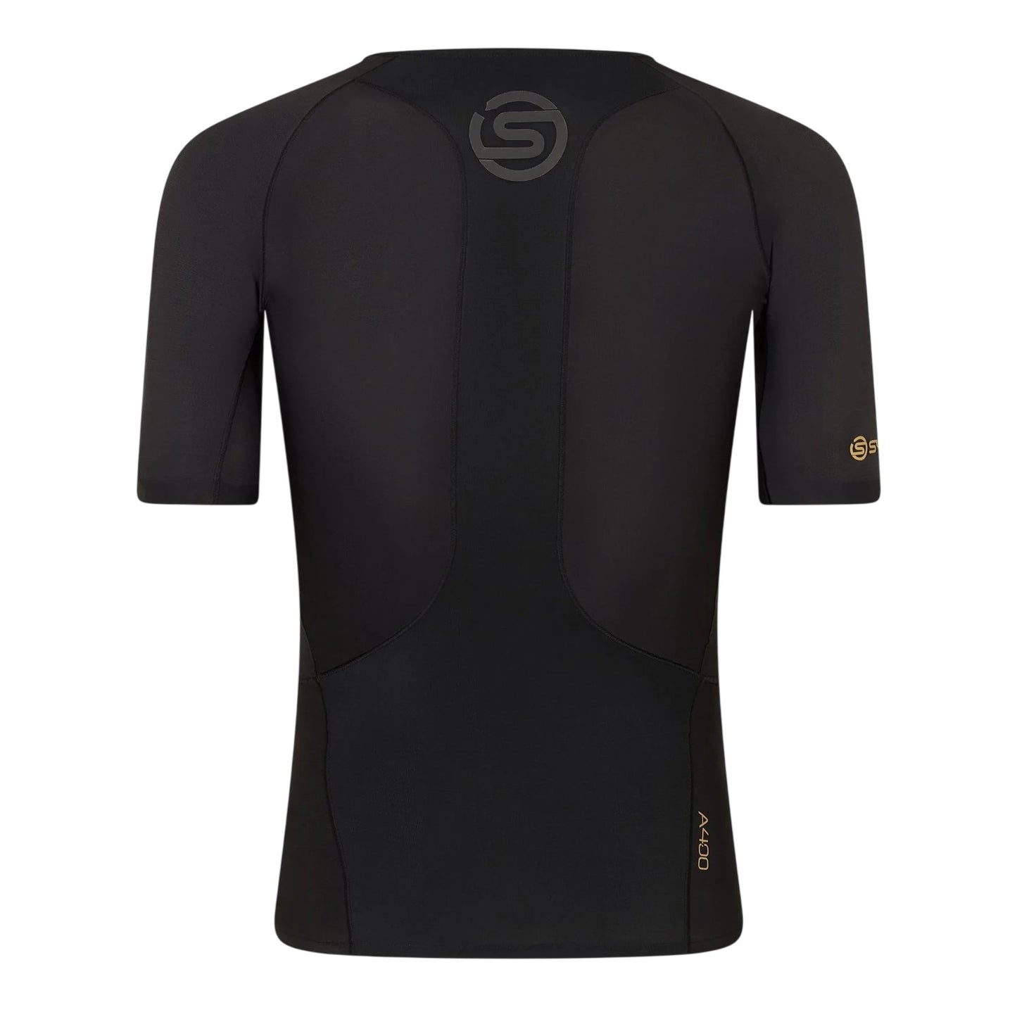Black - Back - Skins Mens A400 Back Logo Performance Fitted Top