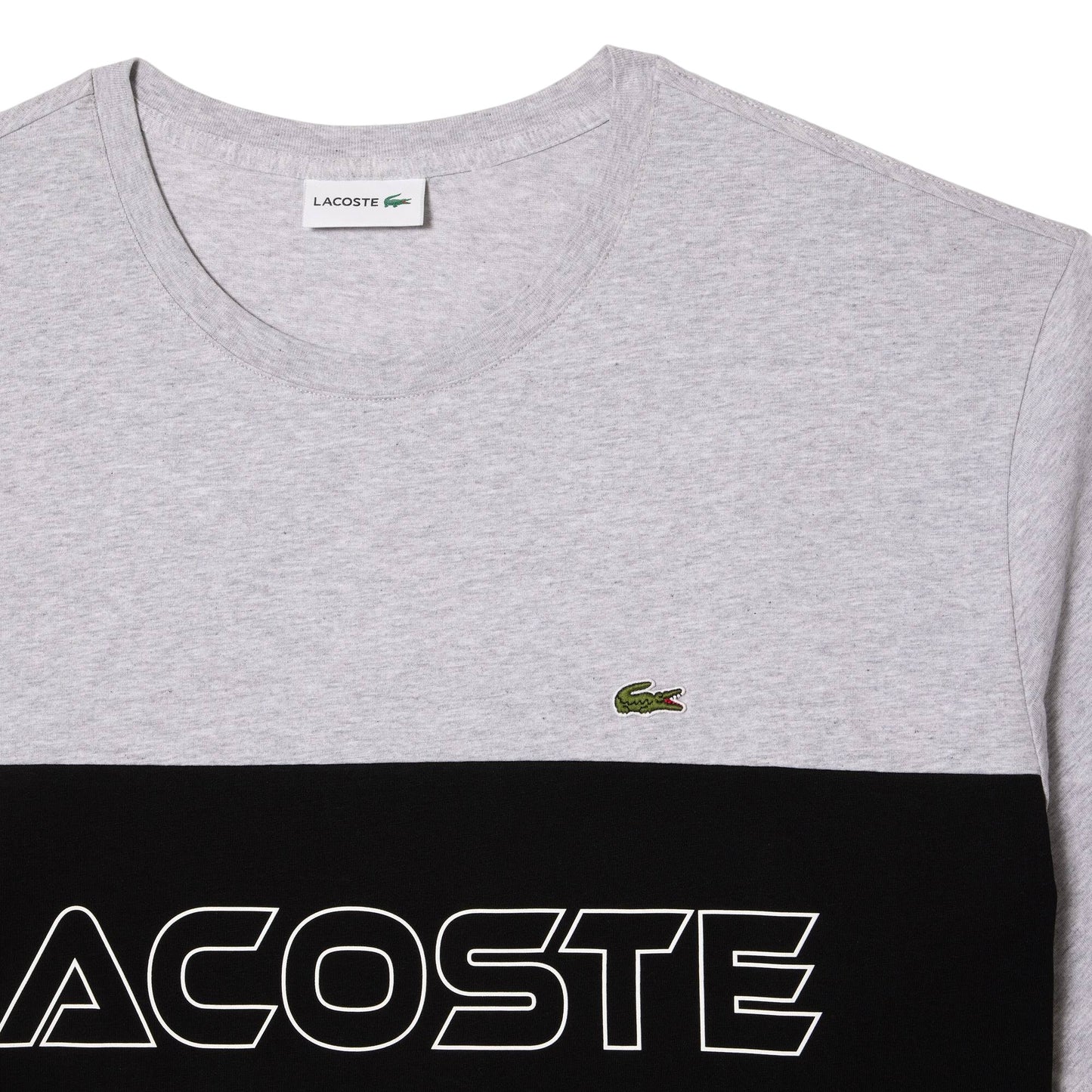 Grey - Back - Lacoste Mens Colour Block Heavy Cotton Fitted T-Shirt