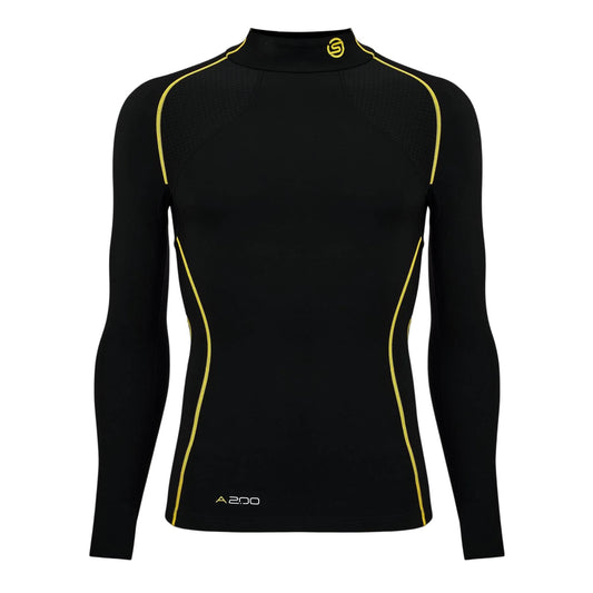 Black - Front - Skins Mens A200 Contrast Line Fitted Long-Sleeved Compression Shirt