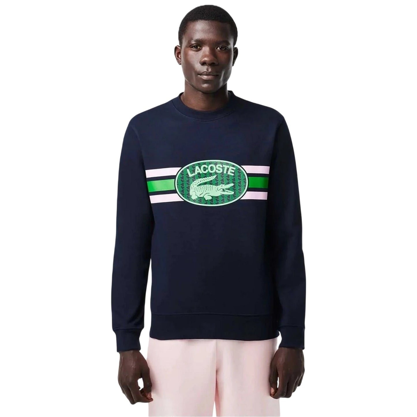 Navy - Side - Lacoste Mens Crocodile Print Sweatshirt