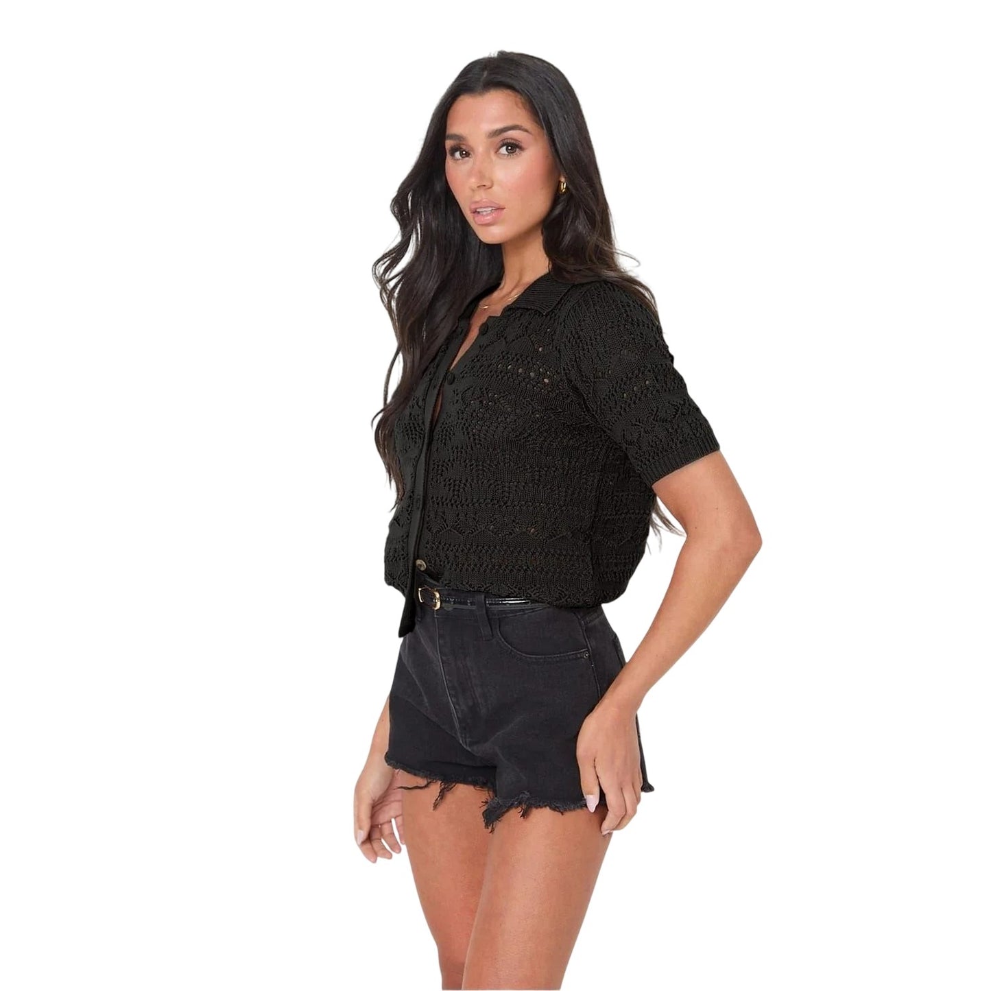 Black - Lifestyle - I Saw It First Womens-Ladies Crochet Top