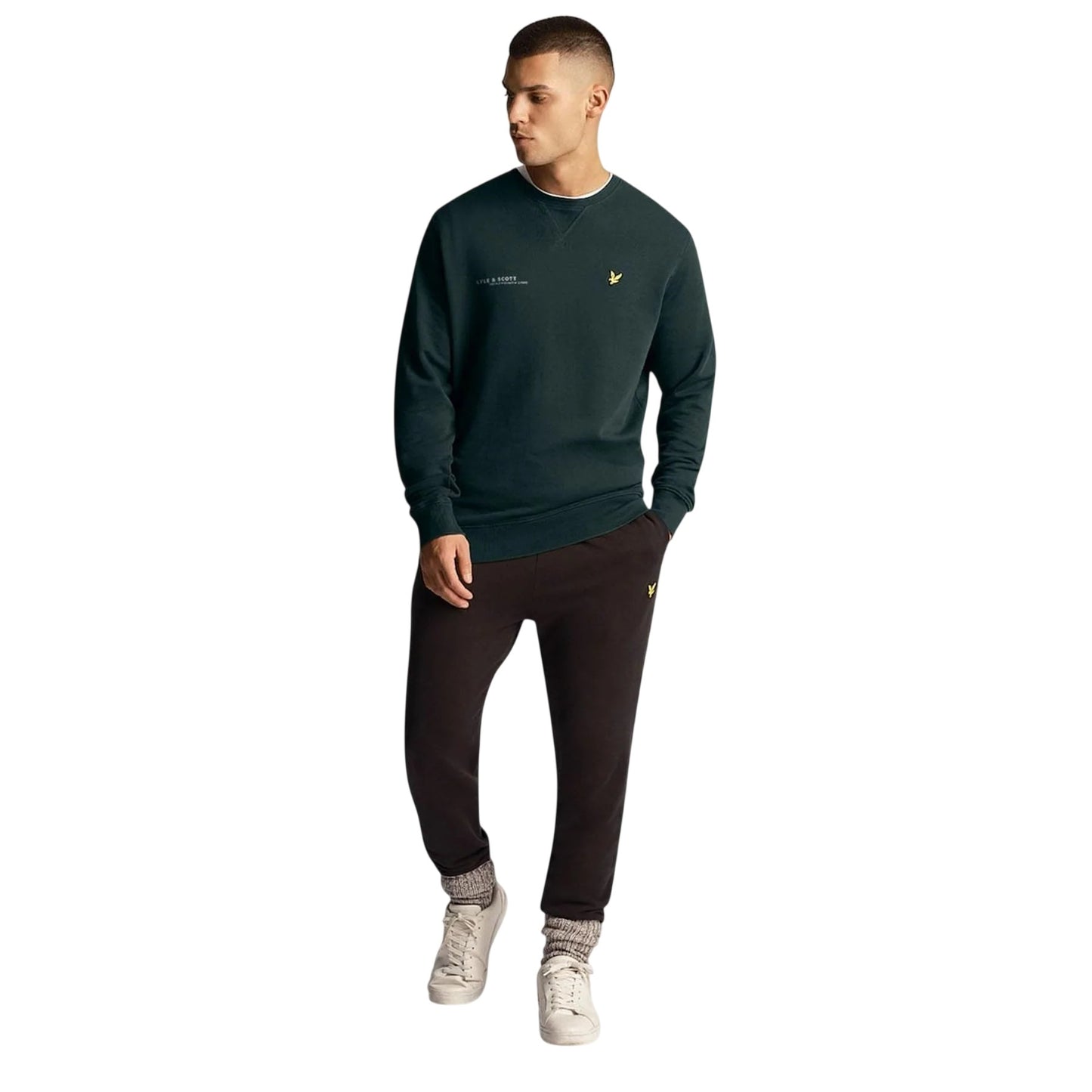 Green - Lifestyle - Lyle & Scott Mens Ordinate Logo Cotton Sweatshirt