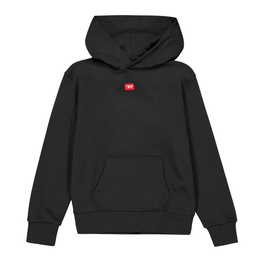 Black - Front - Diesel Childrens-Kids Gin Regular Long-Sleeved Hoodie