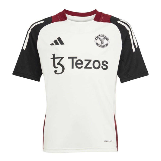 Off White-Black - Front - Adidas Childrens-Kids Tiro 24 Manchester United FC Training Jersey