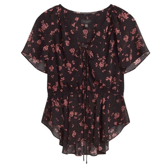 Black - Front - Ted Baker Womens-Ladies Woven Peplum Top