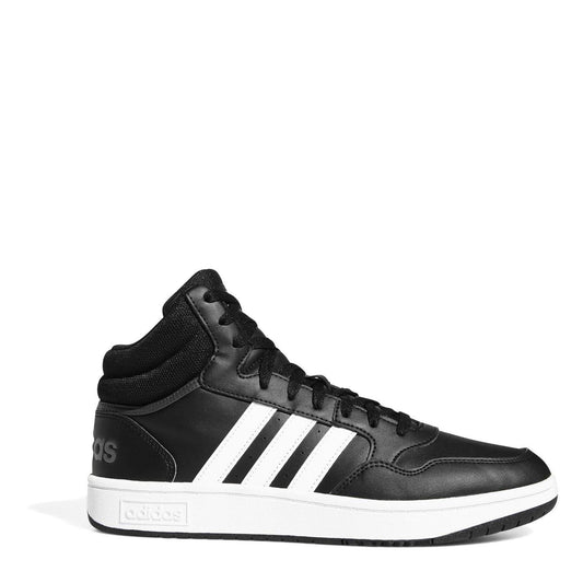 Black-White - Front - Adidas Mens Hoops 3.0 Basketball Shoes