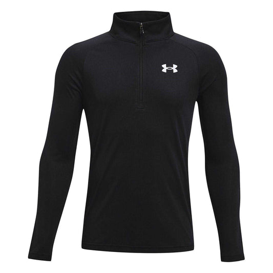 Black-White - Front - Under Armour Boys Tech 2.0 Half Zip Track Top