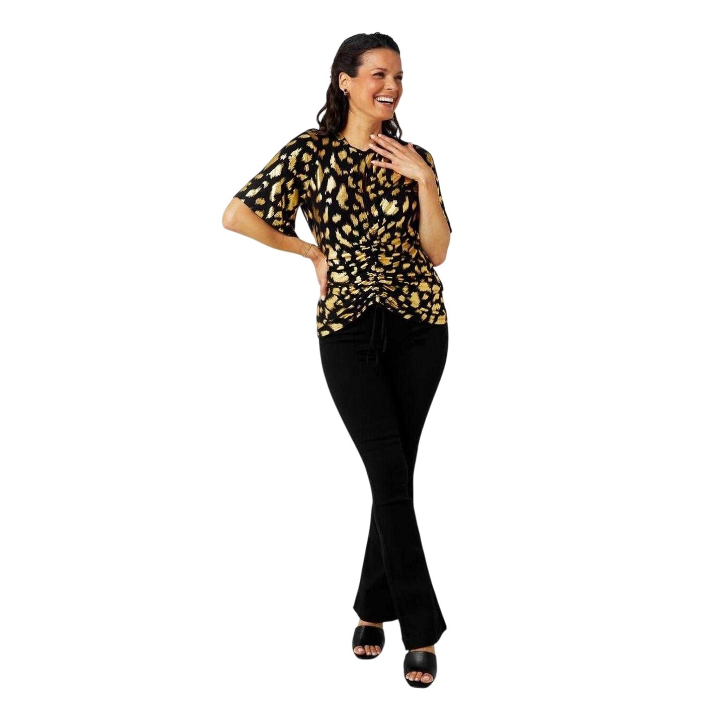 Brown-Black - Lifestyle - Biba Womens-Ladies Keyhole Jersey Top