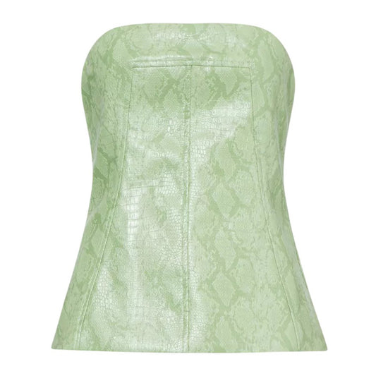 Green - Front - AmyLynn Womens-Ladies Snake Print Slim Tube Top