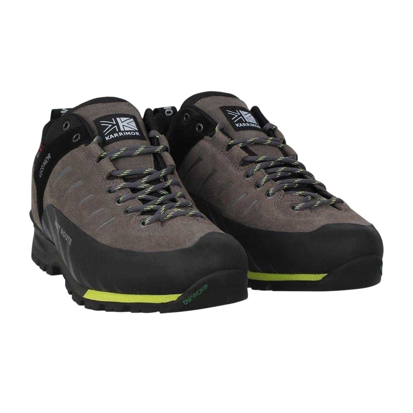 Charcoal-Lime - Pack Shot - Karrimor Mens Hot Route Suede Walking Shoes