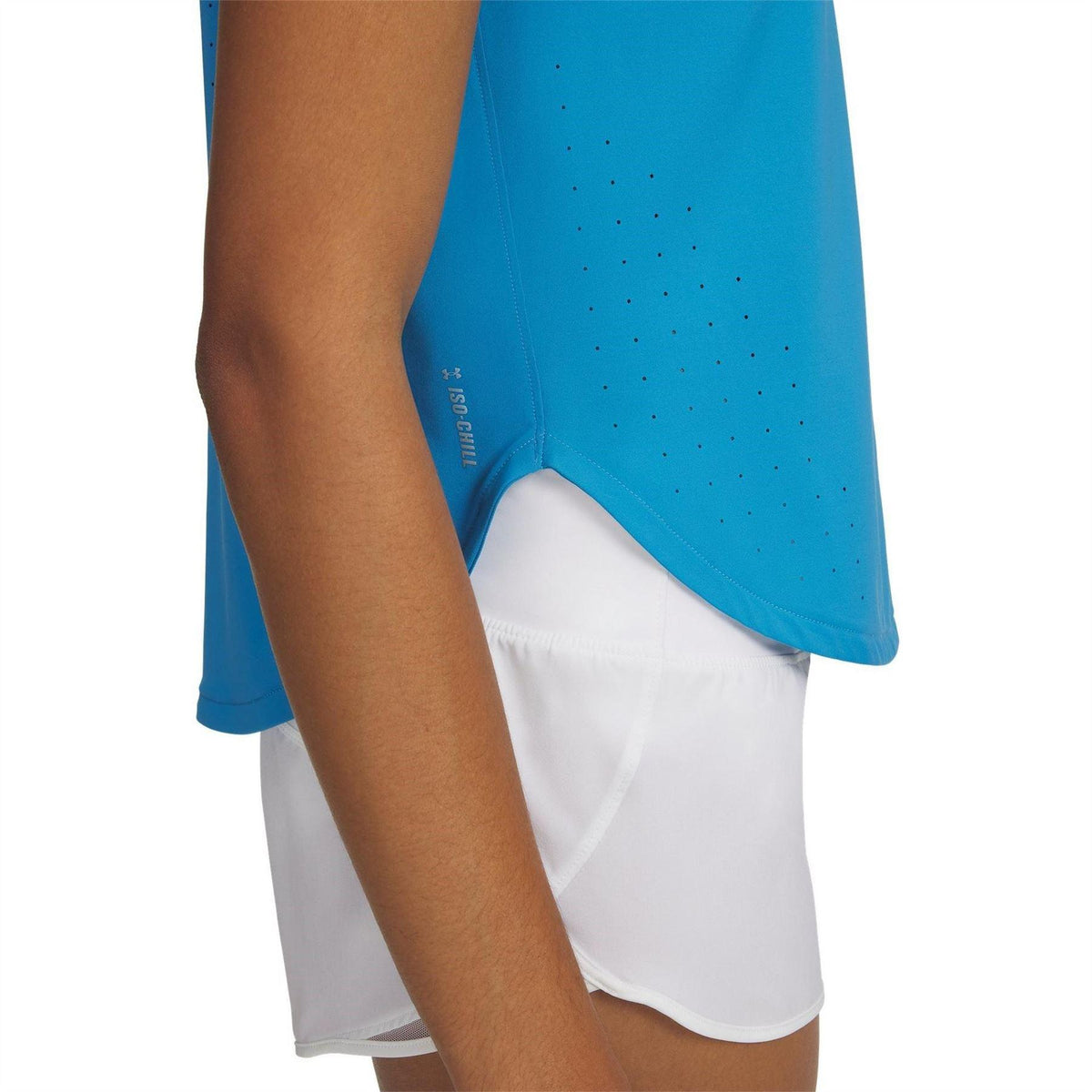 Blue - Side - Under Armour Womens-Ladies Launch Elite Short-Sleeved T-Shirt
