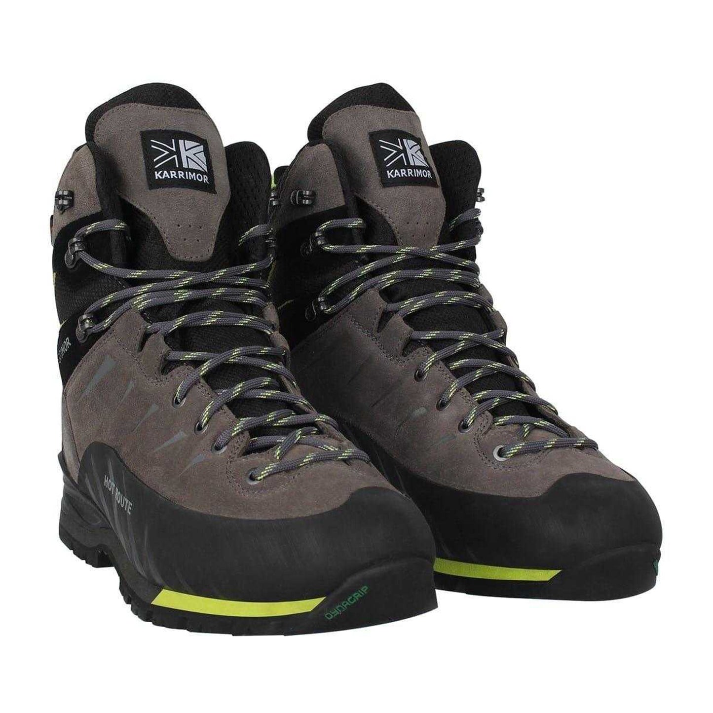 Charcoal-Lime - Pack Shot - Karrimor Mens Hot Route Leather Waterproof Walking Boots