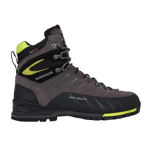Charcoal-Lime - Front - Karrimor Mens Hot Route Leather Waterproof Walking Boots