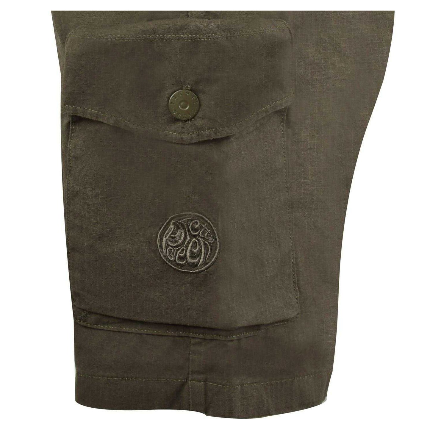 Khaki Green - Side - Pretty Green Mens Miles Cargo Shorts
