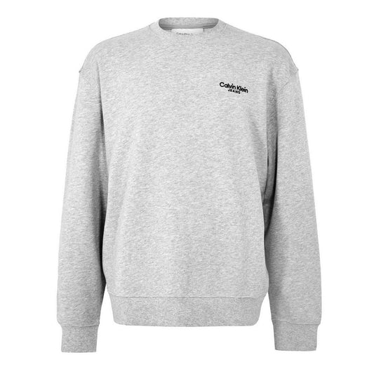 Heather Grey - Front - Calvin Klein Mens Crew Neck Regular Sweatshirt