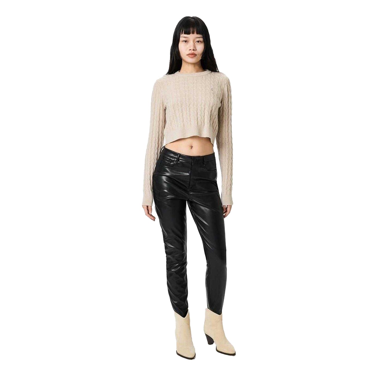 Black - Pack Shot - Jack Wills Womens-Ladies Faux Leather Skinny Trousers