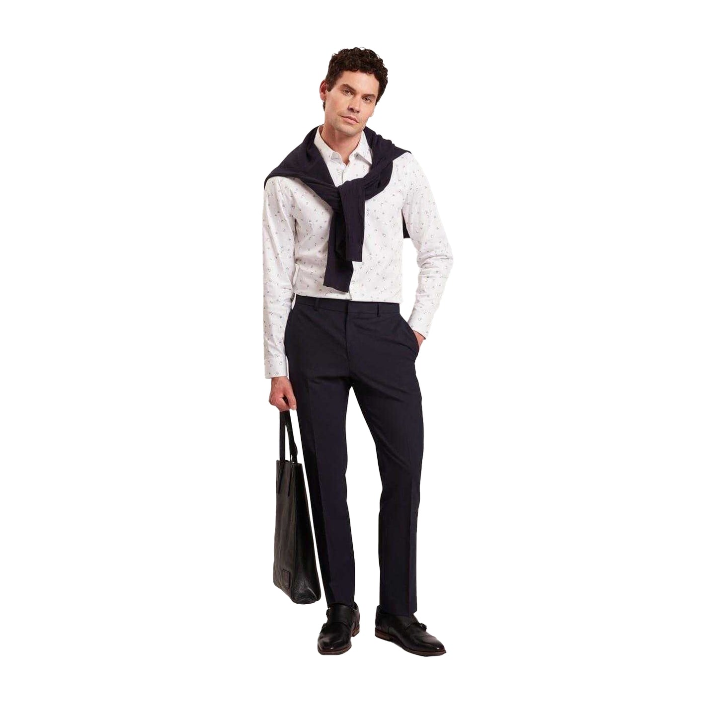White - Pack Shot - Ted Baker Mens Floral Slim Long-Sleeved Shirt