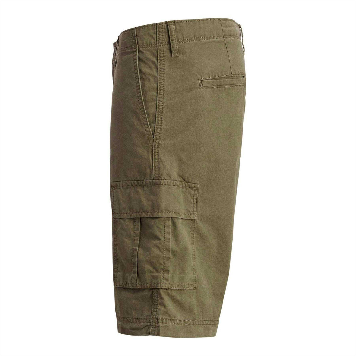 Olive Night - Side - Jack And Jones Mens Cotton Blend Tailored Cargo Shorts