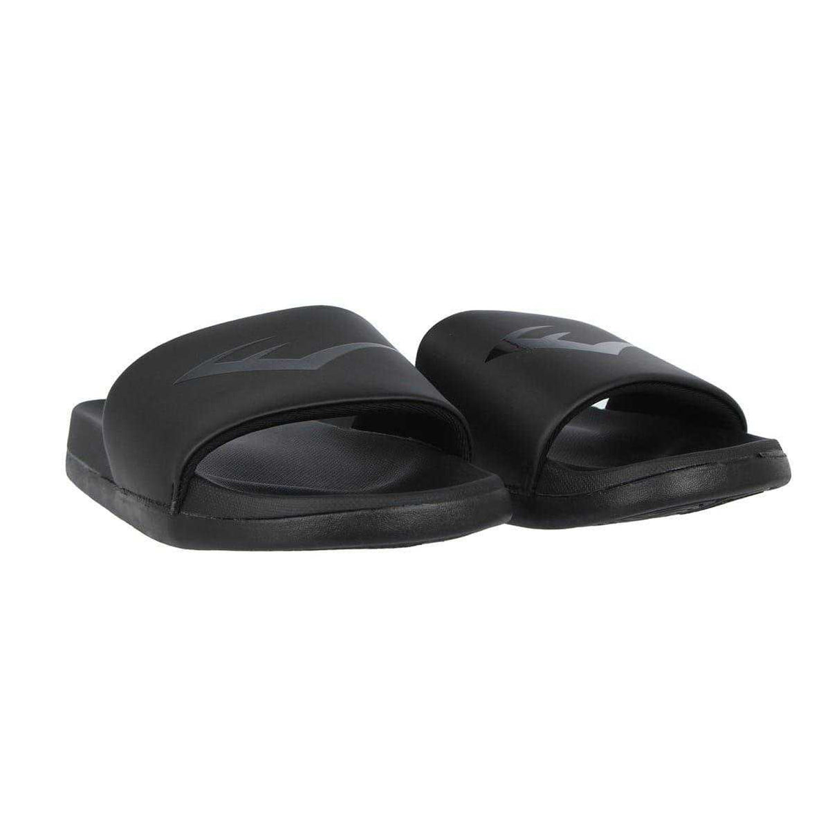 Black - Pack Shot - Everlast Childrens-Kids Padded Strap Flat Sliders