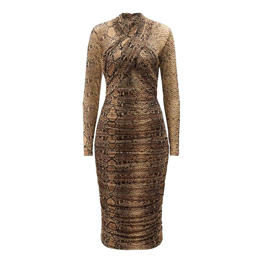 Natural Snake - Front - Bardot Womens-Ladies Aliyah Snake Print Bodycon Wrap Dress