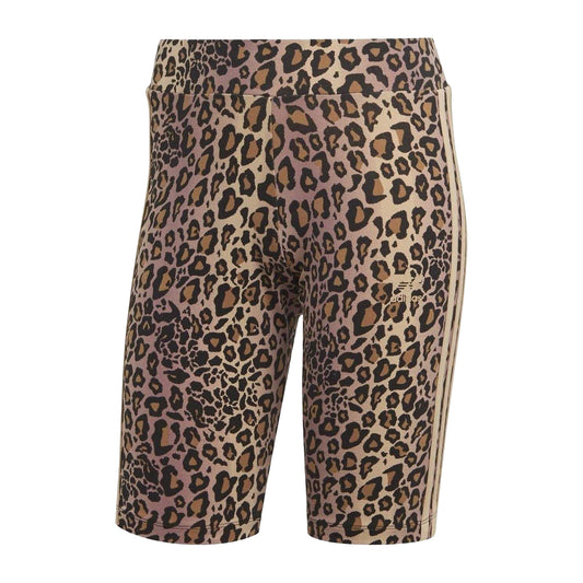 Brown - Front - Adidas Womens-Ladies Leopard Print Cycling Shorts
