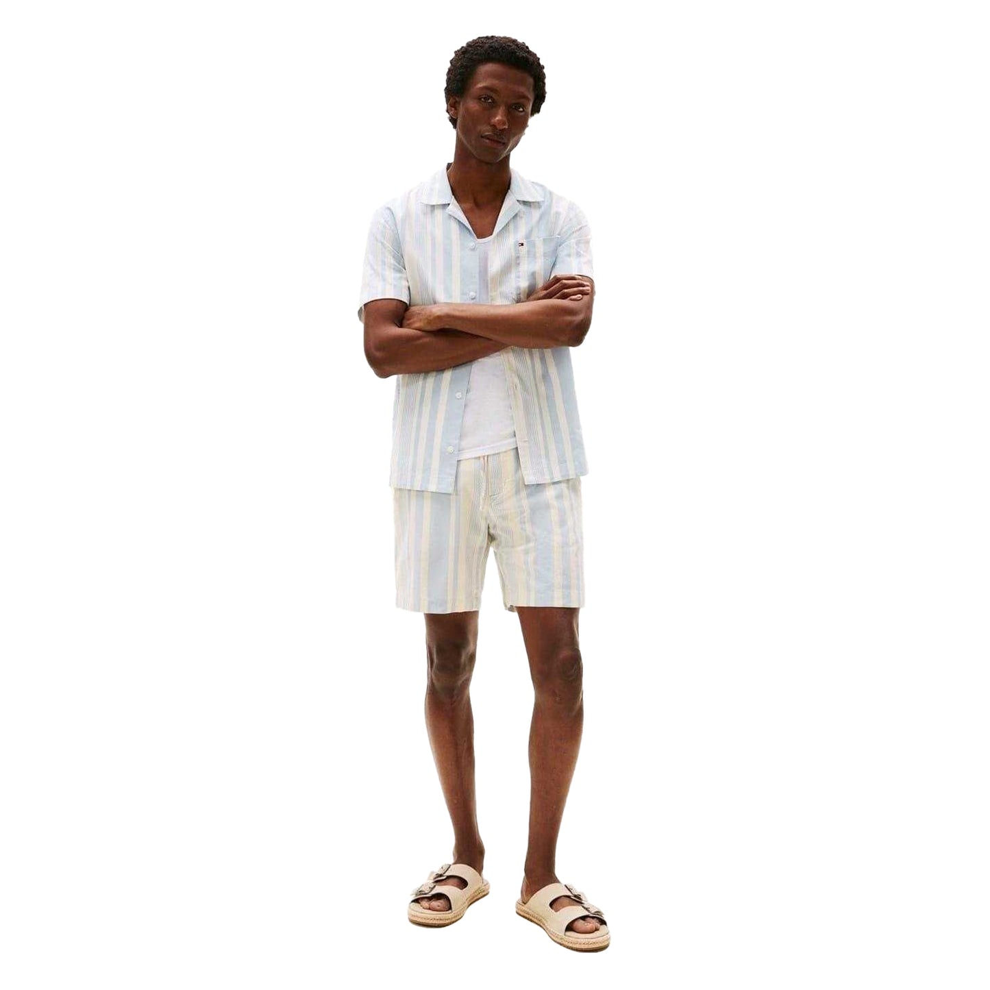Breezy Blue - Pack Shot - Tommy Hilfiger Mens Striped Shorts