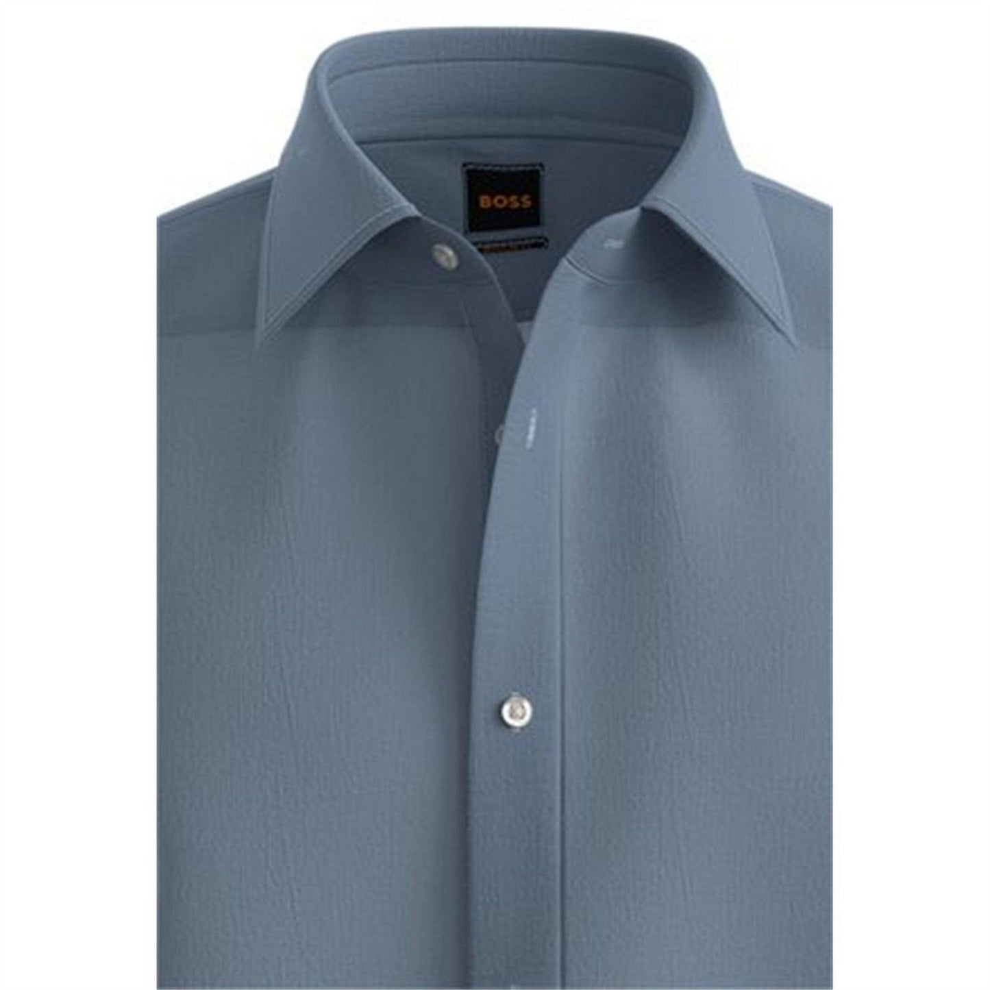 Light Blue - Back - Boss Mens Linen Short-Sleeved Shirt