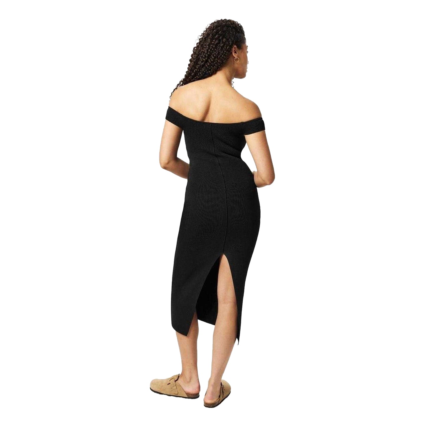 Black - Back - Jack Wills Womens-Ladies Ribbed Bardot Midaxi Dress