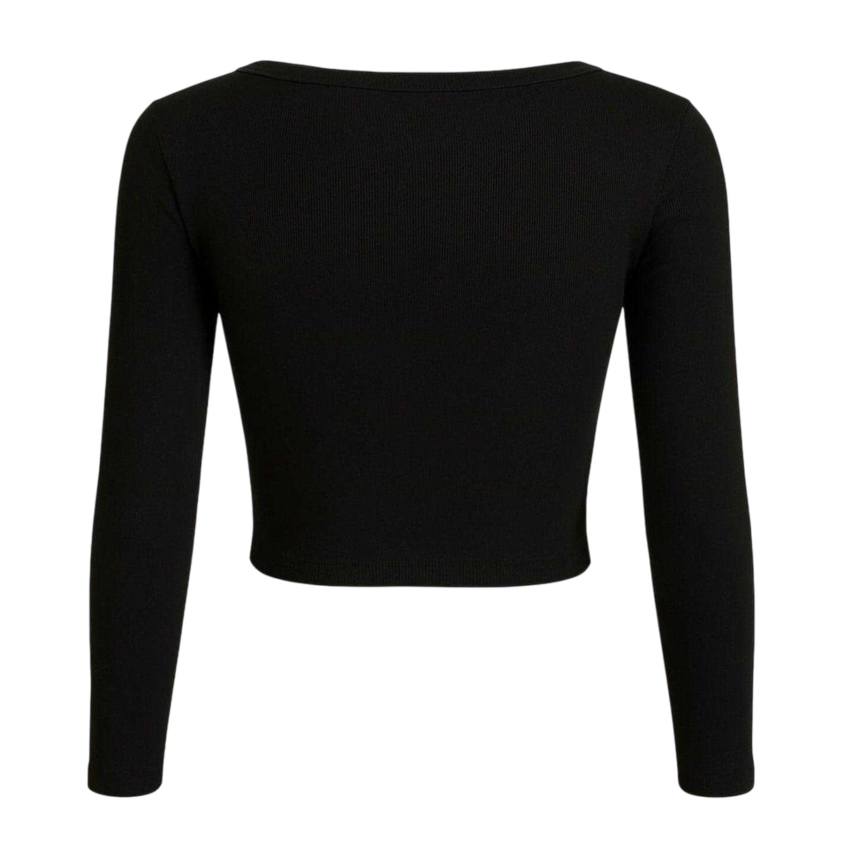 Black - Back - I Saw It First Womens-Ladies Ribbed Long-Sleeved Crop Top