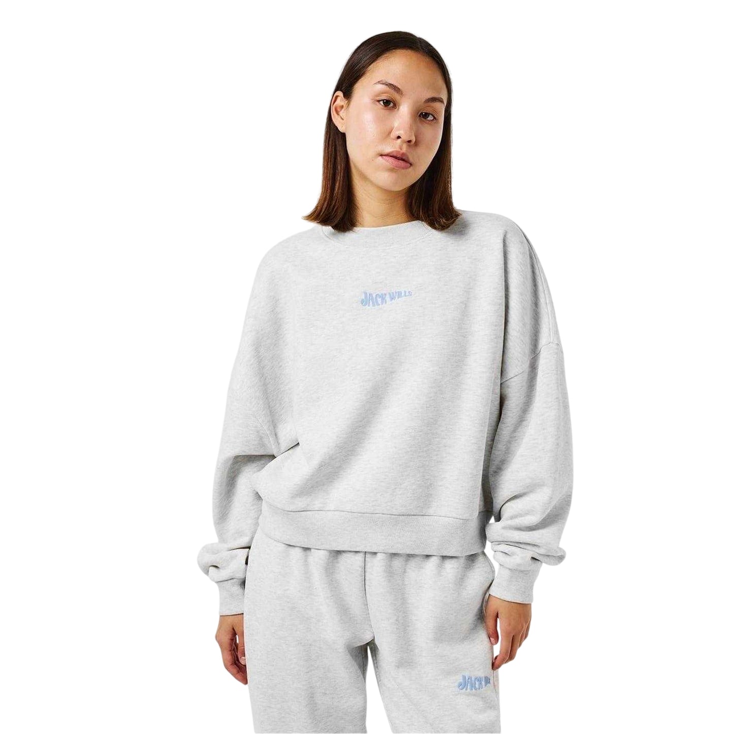 Light Heather - Side - Jack Wills Womens-Ladies Essentials Long-Sleeved Sweatshirt