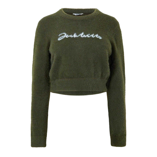 Dark Khaki - Front - Jack Wills Womens-Ladies Crop Sweatshirt