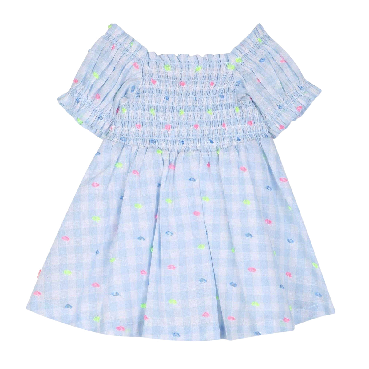 Blue-White - Back - Billieblush Girls Gingham Skater Dress