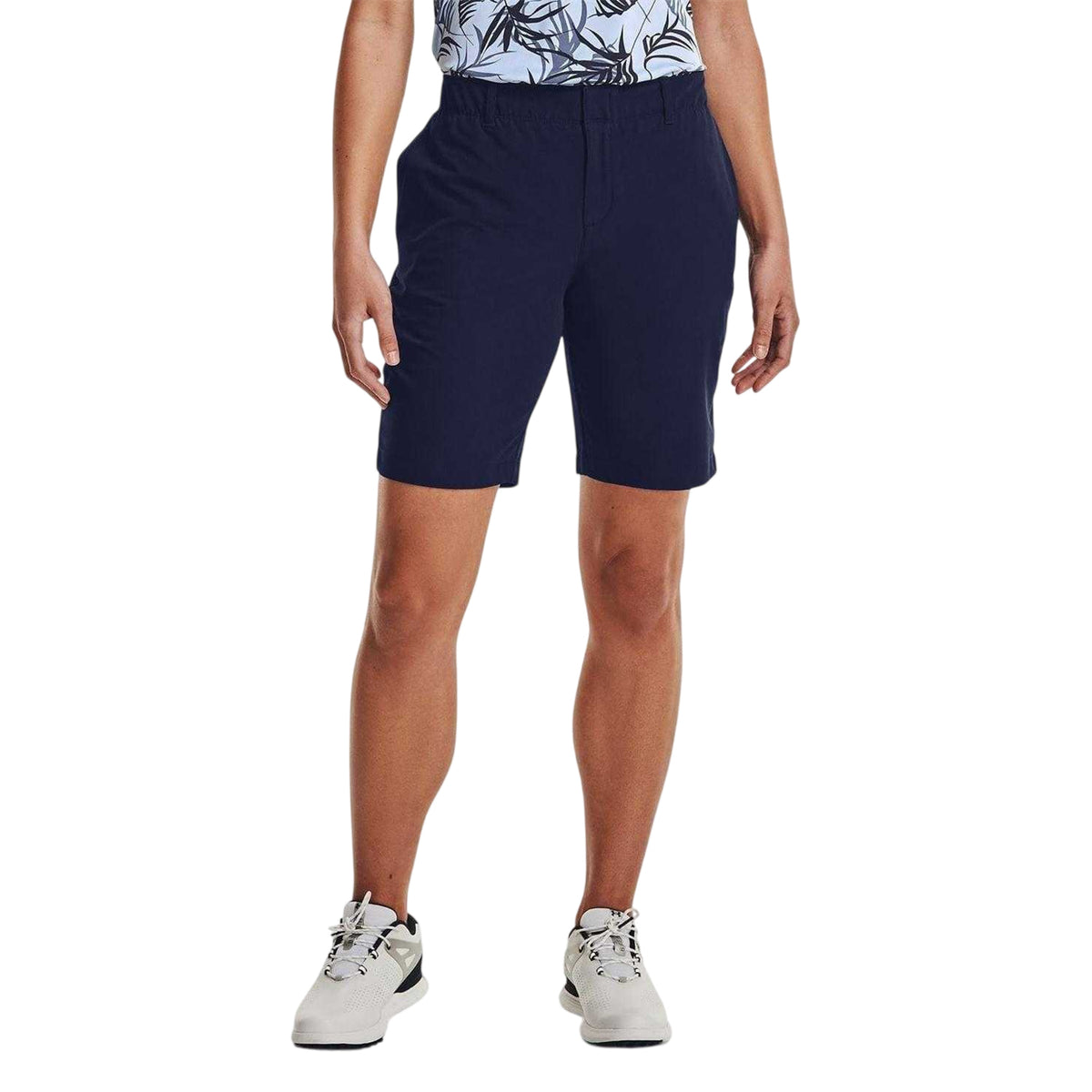 Navy - Side - Under Armour Womens-Ladies Link Golf Shorts