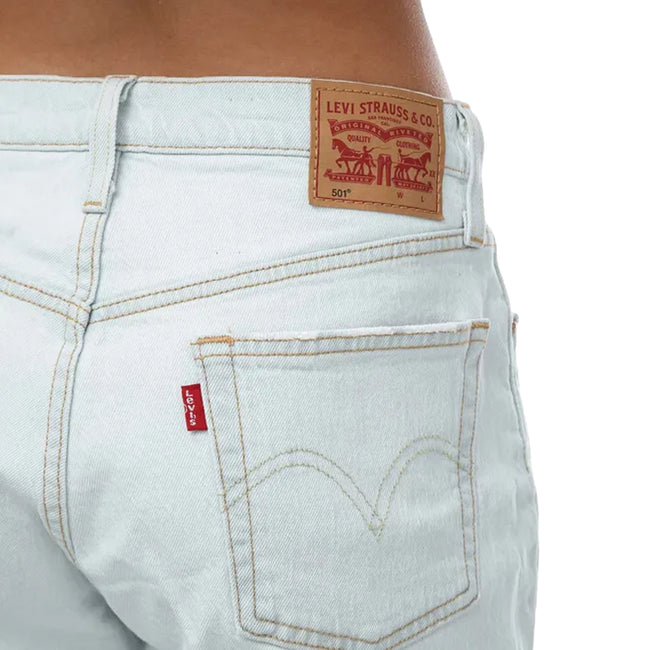 Light Blue - Side - Levis Womens-Ladies 501 Mid Thigh Shorts