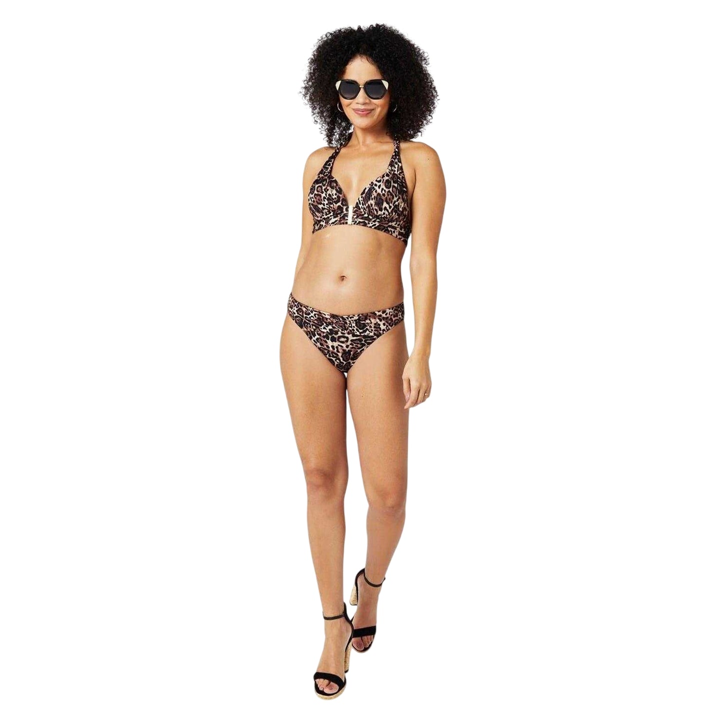 Brown-Black - Side - Biba Womens-Ladies Icon Leopard Print Bikini Bottoms