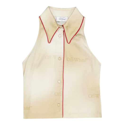 Beige-White Ombre - Front - Off White Unisex Adult Regular Shirt