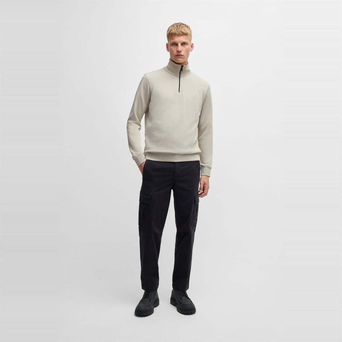 Light Beige - Pack Shot - Boss Mens Terrycloth Sweatshirt