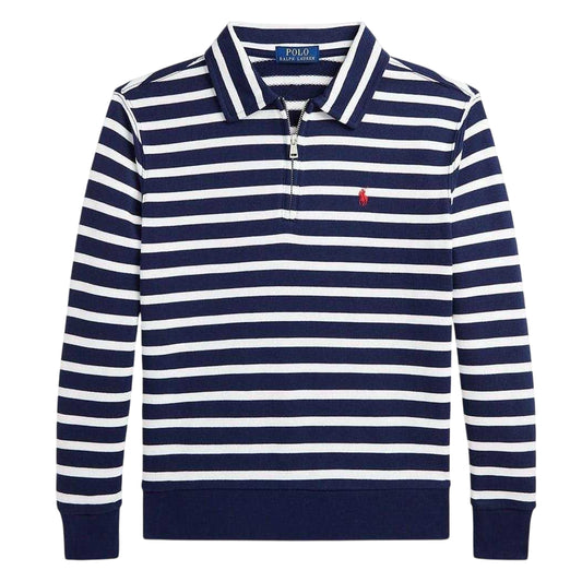 Navy - Front - Ralph Lauren Boys Striped Sweatshirt