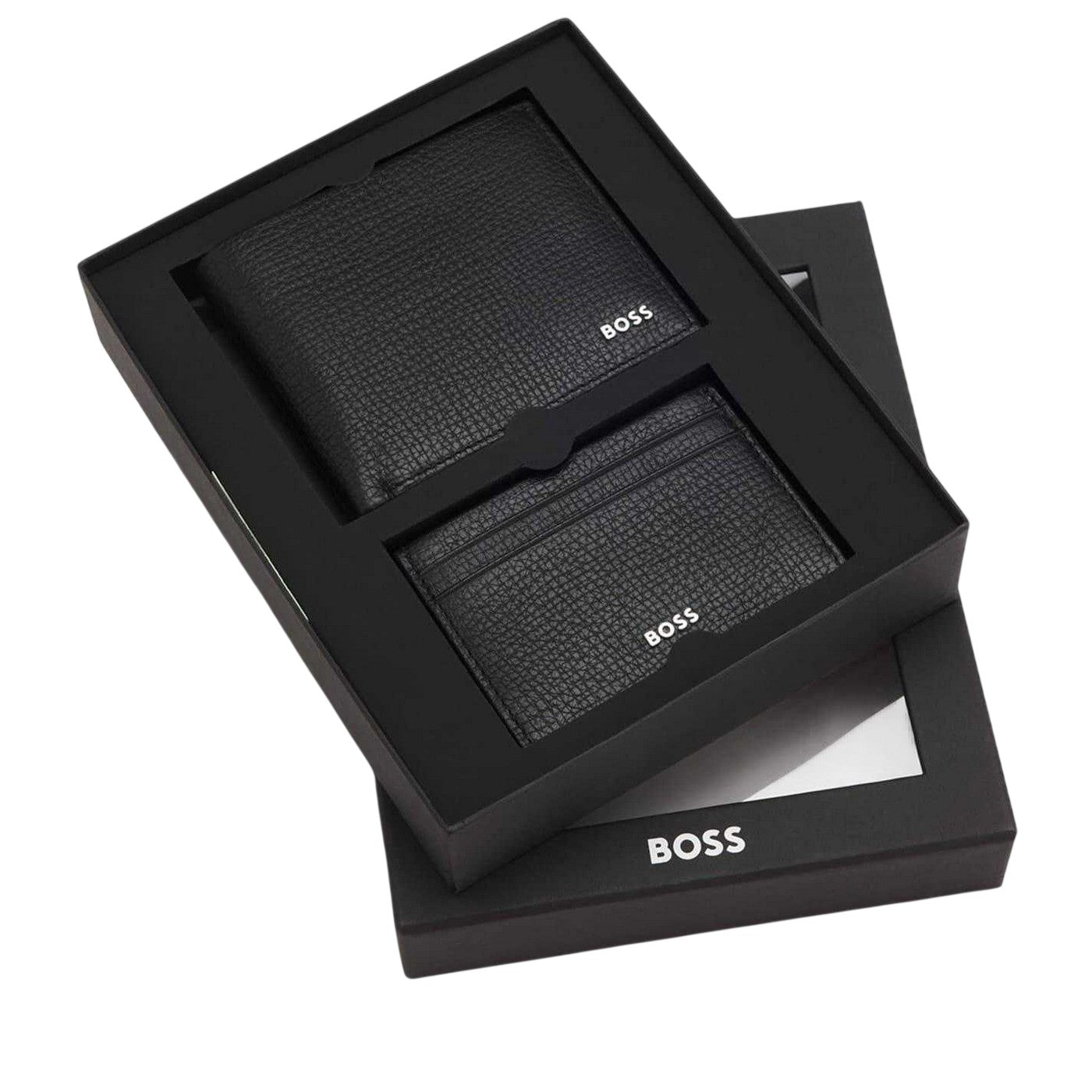 Black - Back - Boss Cow Leather Anniversary-Birthday Wallet and Card Holder Set (Pack of 2)