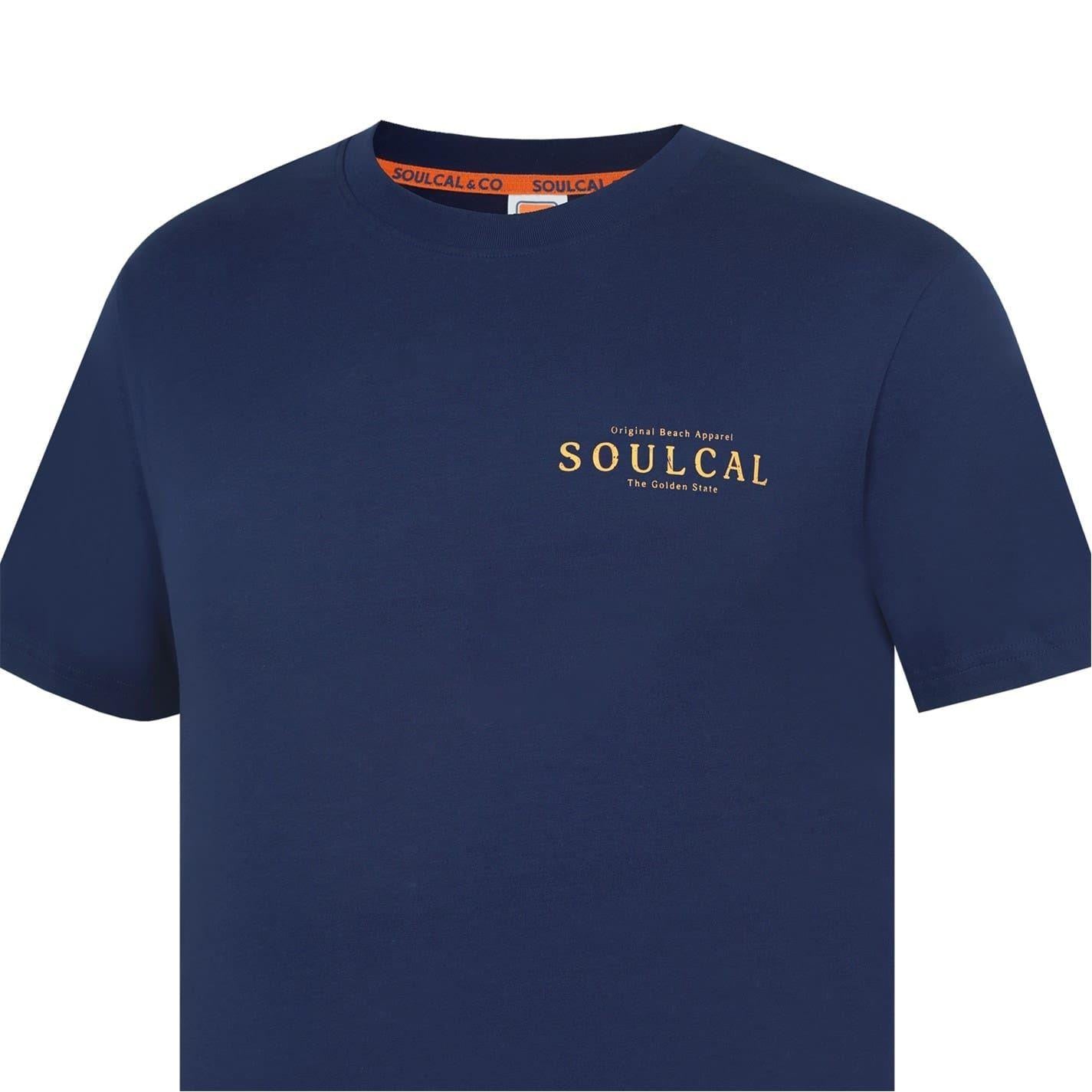 Navy - Pack Shot - SoulCal Mens Back Print T-Shirt