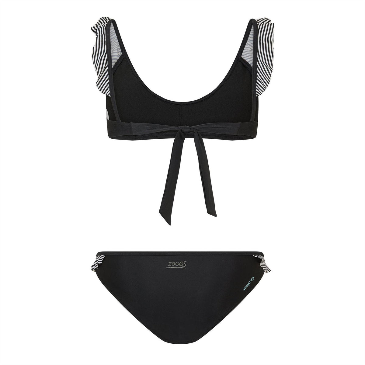 Black - Back - Zoggs Womens-Ladies Frill Bikini Set