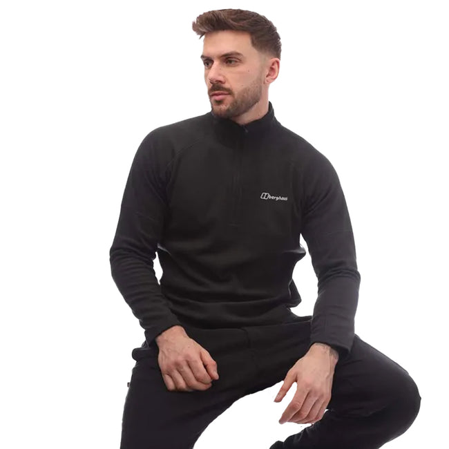 Black - Side - Berghaus Mens Cuerden Half Zip Fleece Top
