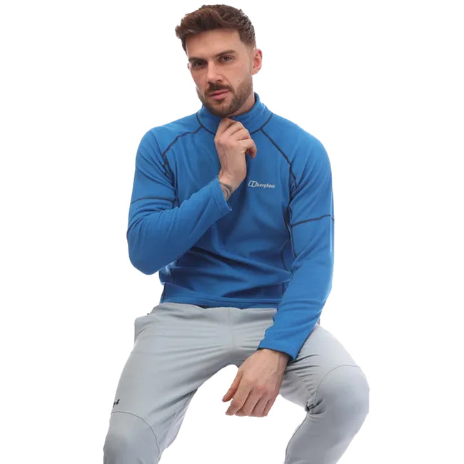 Blue - Side - Berghaus Mens Cuerden Half Zip Fleece Top