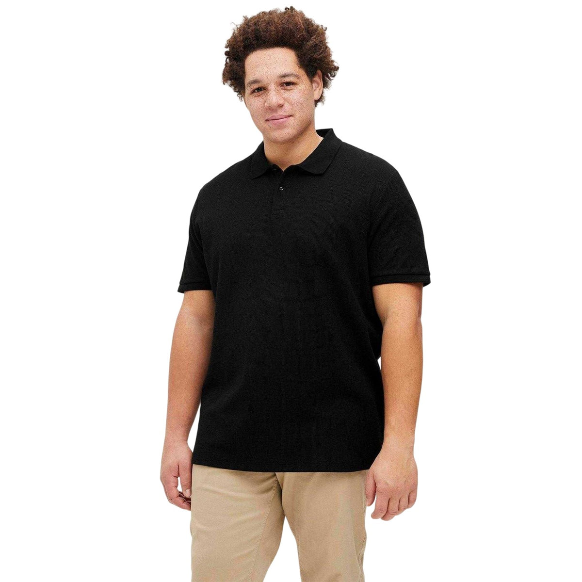Black - Pack Shot - Jack And Jones Mens Austin Short-Sleeved Polo Shirt