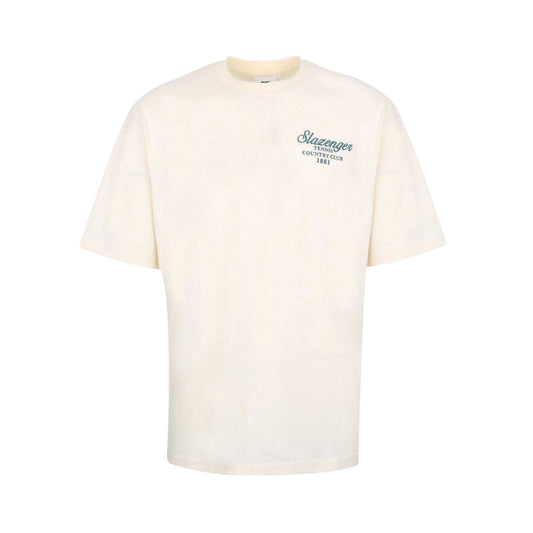 White - Front - Slazenger Mens Embroidered Oversized Tennis T-Shirt